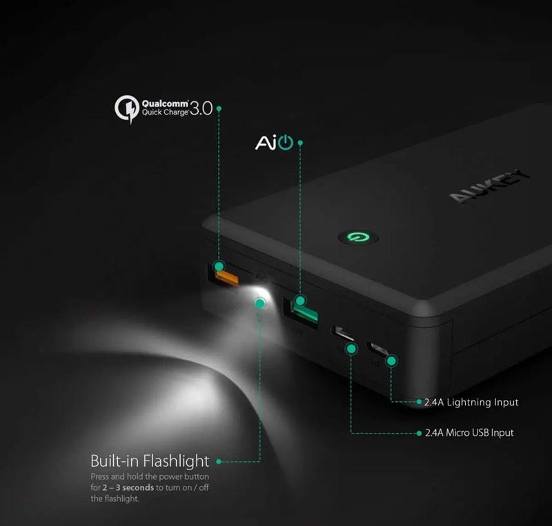 پاوربانک فست شارژ AUKEY Power Bank PB-T11 30000mAh