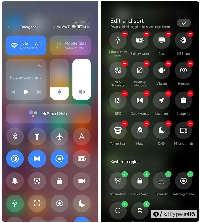 مرکز کنترل HyperOS